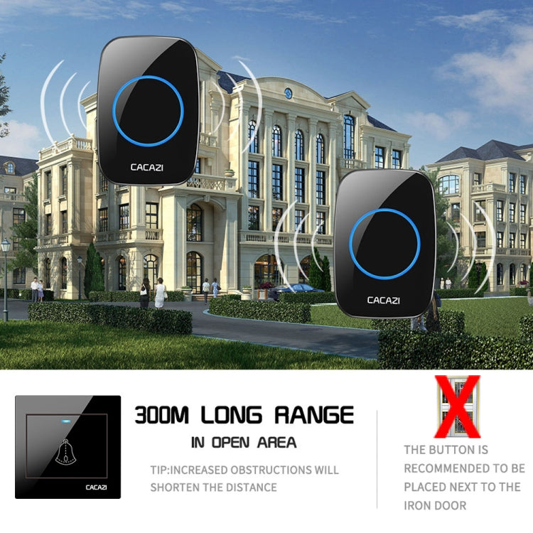 CACAZI H10 1 For 1 Wireless Smart Doorbell without Battery, Plug:US Plug(Black) - free shipping - PMC TechLife - Order now!
