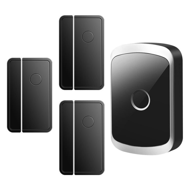 CACAZI M20 1 For 3 Split Type Door Opening Sensor Reminder Smart Wireless Doorbell Alarm, Style: EU Plug(Black) - Wireless Doorbell by CACAZI | Online Shopping South Africa | PMC Jewellery