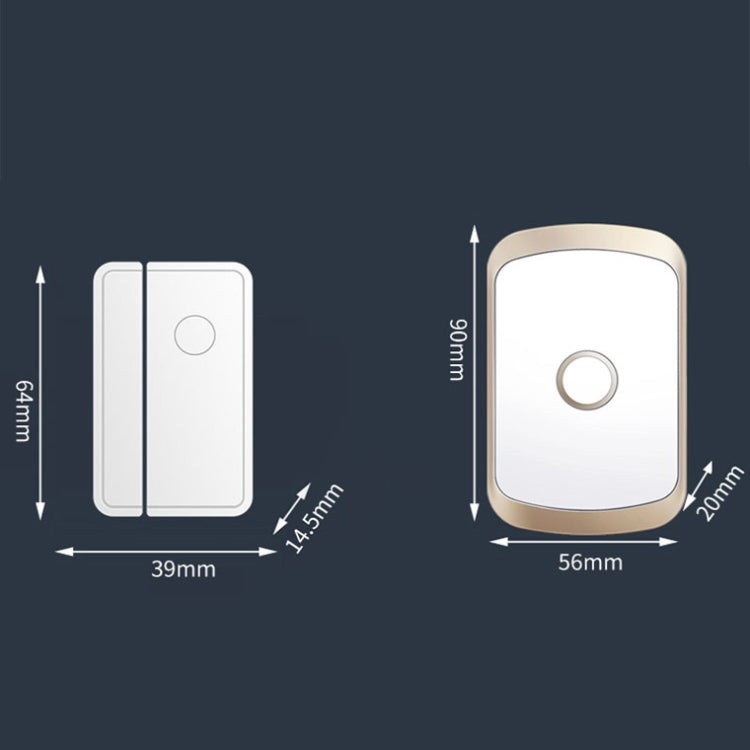 CACAZI M20 1 For 3 Split Type Door Opening Sensor Reminder Smart Wireless Doorbell Alarm, Style: EU Plug(Black) - Wireless Doorbell by CACAZI | Online Shopping South Africa | PMC Jewellery