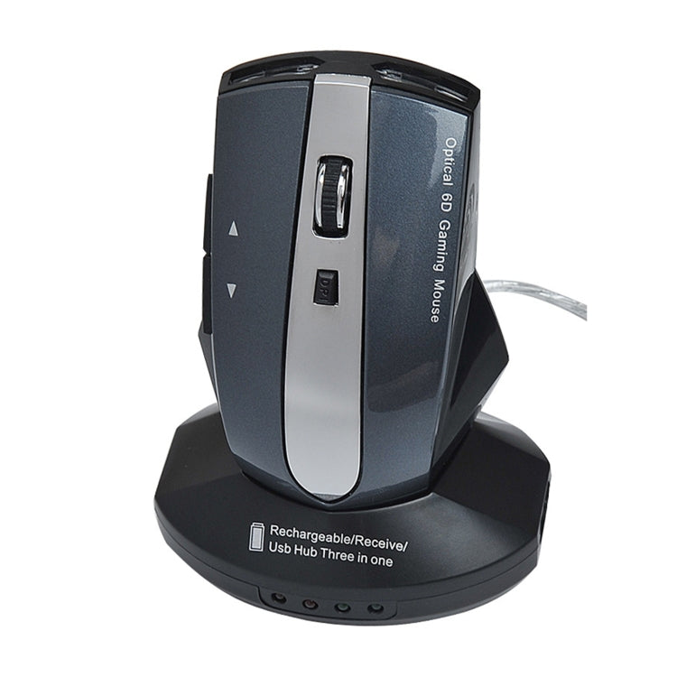 M-011G 2.4GHz 6 Keys Wireless Charging Mouse Office Game Mouse(Black + Royal Blue) - Wireless Mice by PMC Jewellery | Online Shopping South Africa | PMC Jewellery | Buy Now Pay Later Mobicred