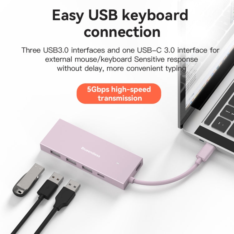 Blueendless 4K60Hz + Data Port Type-C Docking Station USB3.0 Splitter, Spec: 6-in-1 Gray - free shipping - PMC Jewellery - Order now!