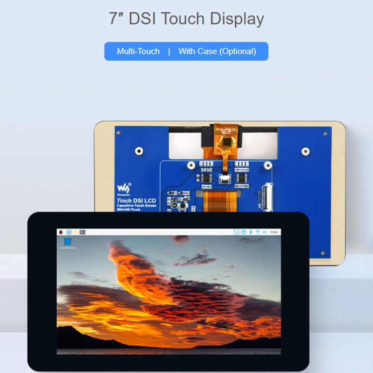 Waveshare 7 inch 800×480 IPS Capacitive Touch Display, DSI Interface, 5-Point Touch without Case - LCD & LED Display Module by Waveshare | Online Shopping South Africa | PMC Jewellery | Buy Now Pay Later Mobicred