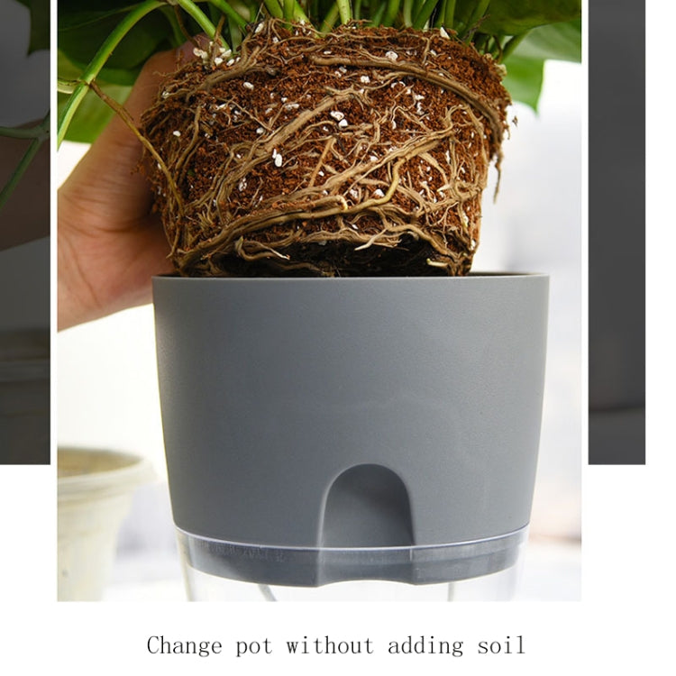 Transparent Plastic Double-Layer Water Storage Automatic Water-Absorbing Flowerpot, Size: A709 Caliber 23.5cm(White Transparent Basin) - Flower Pots & Planters by PMc TechLife | Online Shopping South Africa | PMc TechLife | Buy Now Pay Later Mobicred