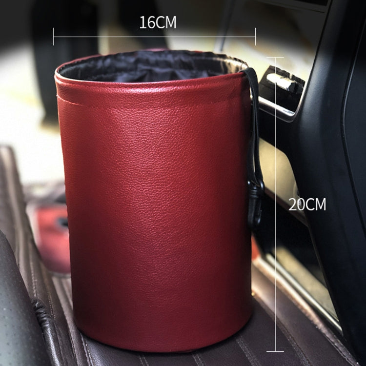 2 PCS Leather Foldable Car Trash Can Mini Chair Back Suspended Waterproof Trash Can(Beige) - Stowing Tidying by PMC TechLife | Online Shopping South Africa | PMC TechLife | Buy Now Pay Later Mobicred
