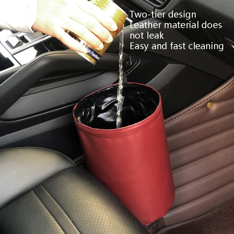 2 PCS Leather Foldable Car Trash Can Mini Chair Back Suspended Waterproof Trash Can(Gray) - Stowing Tidying by PMC TechLife | Online Shopping South Africa | PMC TechLife | Buy Now Pay Later Mobicred