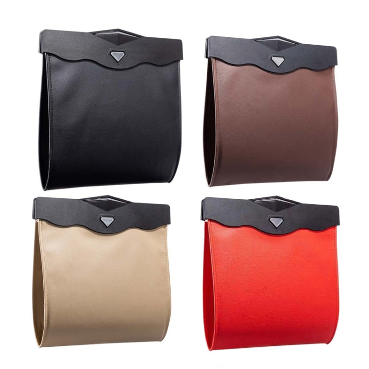 Car Trash Can Car Chair Back Hanging Storage Box Hidden Folding Storage Bag With LED Light(Mocha Brown) - Stowing Tidying by PMC TechLife | Online Shopping South Africa | PMC TechLife | Buy Now Pay Later Mobicred