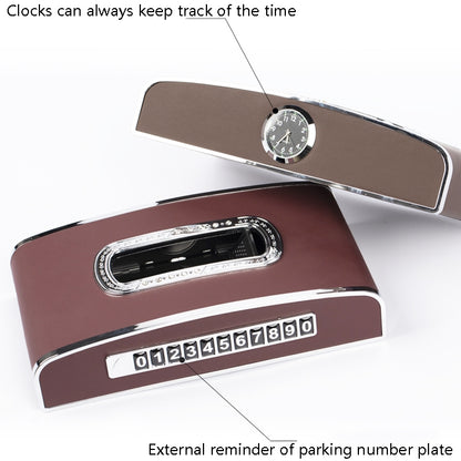 Car Clock Tissue Box Multi-Function Vehicle Instrument Table Paper Towel Box, Style: Clock+Parking Card (Green) - Tissue Boxes by PMC Jewellery | Online Shopping South Africa | PMC Jewellery