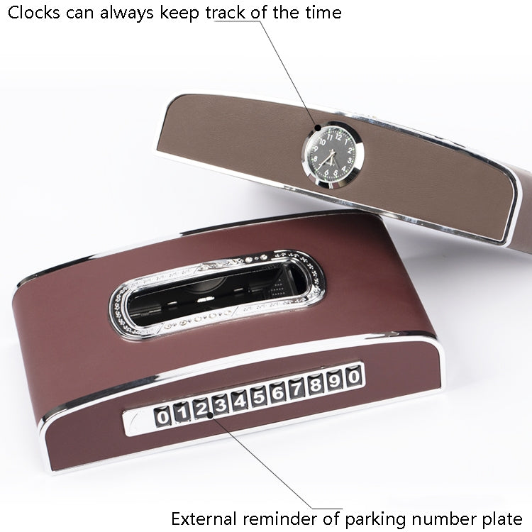 Car Clock Tissue Box Multi-Function Vehicle Instrument Table Paper Towel Box, Style: Clock+Parking Card (Black) - Tissue Boxes by PMC TechLife | Online Shopping South Africa | PMC TechLife | Buy Now Pay Later Mobicred