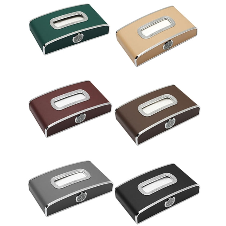 Car Clock Tissue Box Multi-Function Vehicle Instrument Table Paper Towel Box, Style: With Clock (Gray) - Tissue Boxes by PMC TechLife | Online Shopping South Africa | PMC TechLife | Buy Now Pay Later Mobicred