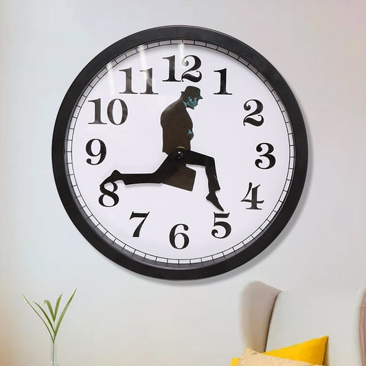 Walking Clock Businessman Briefcase Glass Wall Clock Personality Clock Decoration Round Clock(Black) - Wall Clock by PMC Jewellery | Online Shopping South Africa | PMC Jewellery | Buy Now Pay Later Mobicred