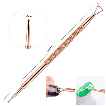 3 PCS Stainless Steel Rose Gold Double-Headed Steel Push Dead Skin Scissors Nail Set,Style: Dot Flower Needle - Nail Art Equipment by PMC Jewellery | Online Shopping South Africa | PMC Jewellery | Buy Now Pay Later Mobicred