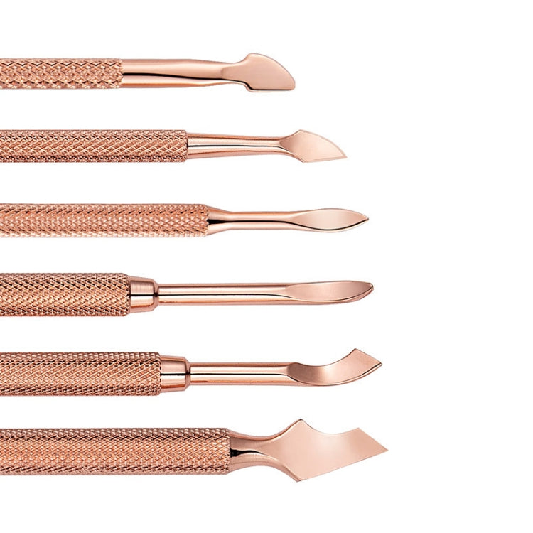 3 PCS Stainless Steel Rose Gold Double-Headed Steel Push Dead Skin Scissors Nail Set,Style: Dot Flower Needle - Nail Art Equipment by PMC Jewellery | Online Shopping South Africa | PMC Jewellery | Buy Now Pay Later Mobicred