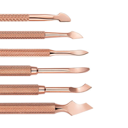 3 PCS Stainless Steel Rose Gold Double-Headed Steel Push Dead Skin Scissors Nail Set,Style: Dot Flower Needle - Nail Art Equipment by PMC Jewellery | Online Shopping South Africa | PMC Jewellery | Buy Now Pay Later Mobicred