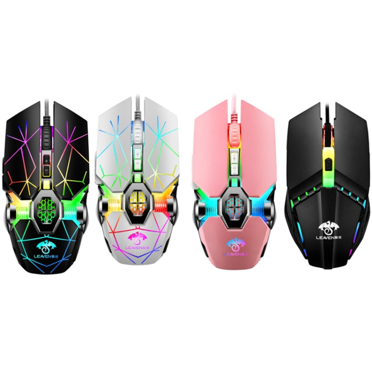 LEAVEN 7 Keys 4000DPI USB Wired Computer Office Luminous RGB Mechanical Gaming Mouse, Cabel Length:1.5m, Colour: S30 Pink - Wired Mice by LEAVEN | Online Shopping South Africa | PMC Jewellery | Buy Now Pay Later Mobicred