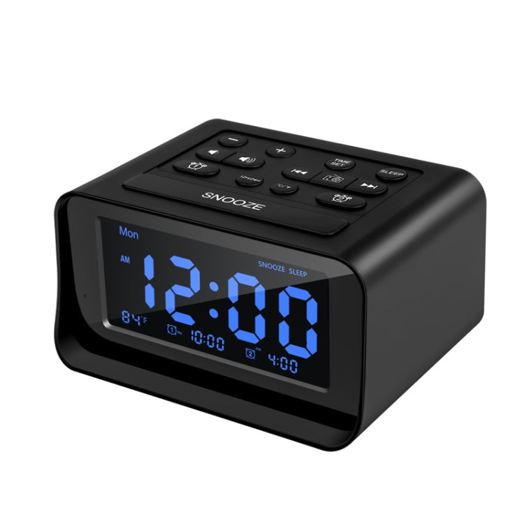 LED Digital Bedroom Alarm Clock With USB Charging Port Clock Radio Temperature Electronic Platform Clock, Specification: UK Plug(Black) - Alarm Clocks by PMc TechLife | Online Shopping South Africa | PMc TechLife | Buy Now Pay Later Mobicred