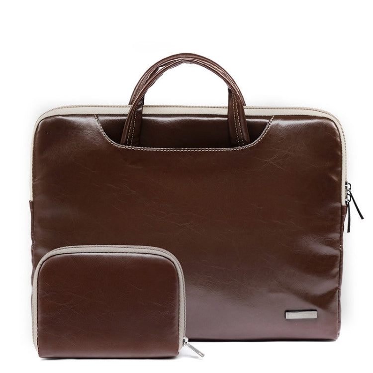 LiSEN LS-116 Simple Laptop Bag Business Laptop Liner Bag, Size: 15.6 inch(PU Brown) - 15.6 - 17 inch by LiSEN | Online Shopping South Africa | PMC Jewellery | Buy Now Pay Later Mobicred