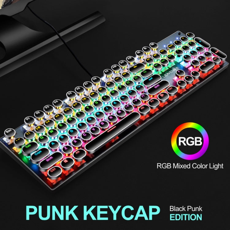 104 Keys Green Shaft RGB Luminous Keyboard Computer Game USB Wired Metal Mechanical Keyboard, Cabel Length:1.5m, Style: Double Imposition Version (White Blue) - Wired Keyboard by PMC Jewellery | Online Shopping South Africa | PMC Jewellery | Buy Now Pay Later Mobicred