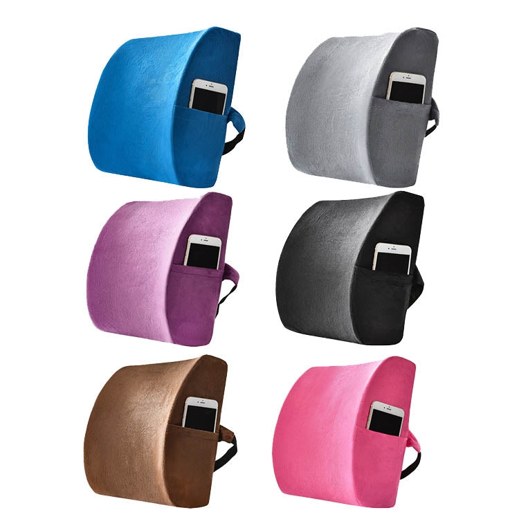 Office Waist Cushion Car Pillow With Pillow Core, Style: Memory Foam(Suede Rose Red) - free shipping - PMC TechLife - Order now!