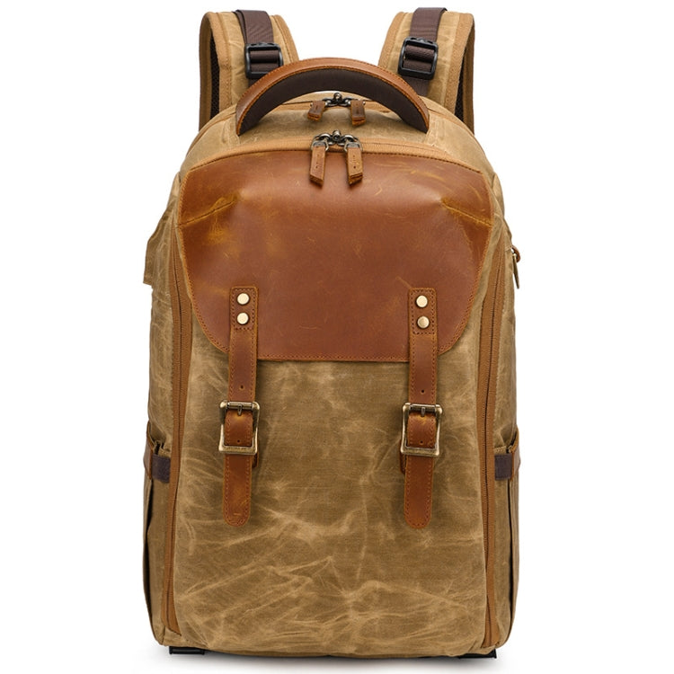 K805 Waterproof Batik Canvas Camera Backpack Outdoor Liner Shoulder Photography Bag(Soil Yellow) - Backpack by PMC TechLife | Online Shopping South Africa | PMC TechLife | Buy Now Pay Later Mobicred