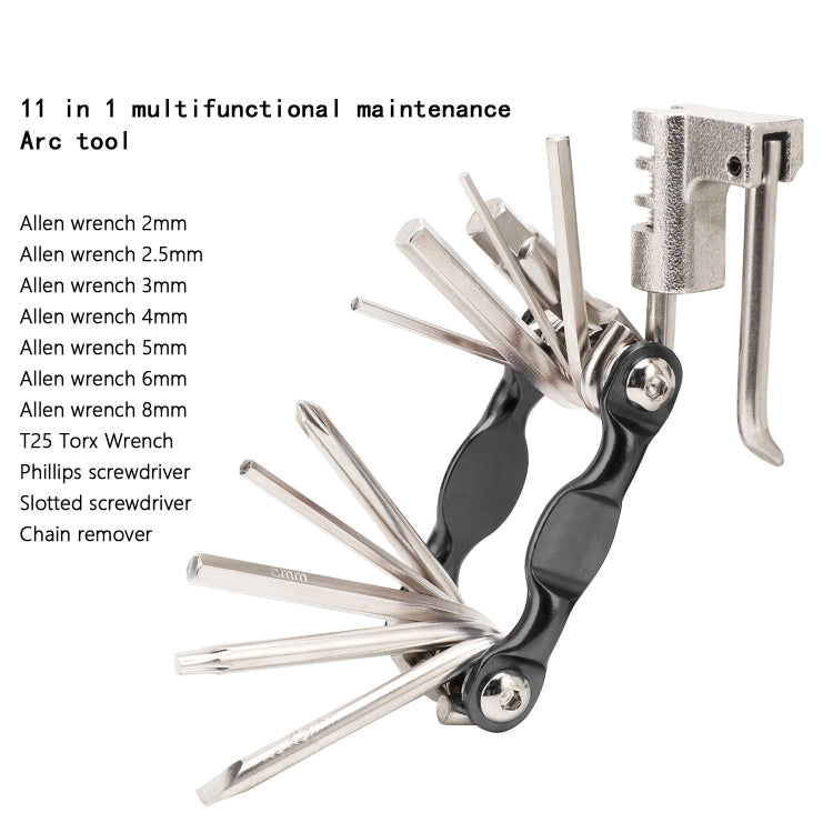 BG-9835D Bicycle Multi-Function Maintenance Curved 11 In 1 Tool Mountain Highway Bike With Interception Machine Combination Tool(black) - Maintenance tools by PMc TechLife | Online Shopping South Africa | PMc TechLife | Buy Now Pay Later Mobicred