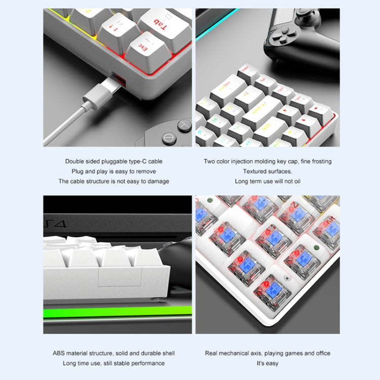 T8 68 Keys Mechanical Gaming Keyboard RGB Backlit Wired Keyboard, Cable Length:1.6m(White Green Shaft) - Wired Keyboard by PMC Jewellery | Online Shopping South Africa | PMC Jewellery | Buy Now Pay Later Mobicred