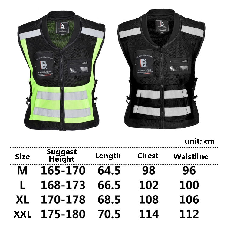 GHOST RACING GR-Y06 Motorcycle Riding Vest Safety Reflective Vest, Size: XL(Black) - Protective Gear by GHOST RACING | Online Shopping South Africa | PMC Jewellery | Buy Now Pay Later Mobicred