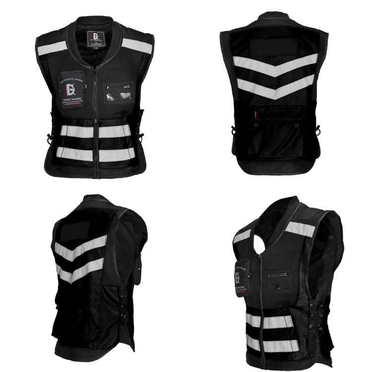 GHOST RACING GR-Y06 Motorcycle Riding Vest Safety Reflective Vest, Size: XXXL(Black) - Protective Gear by GHOST RACING | Online Shopping South Africa | PMC Jewellery | Buy Now Pay Later Mobicred