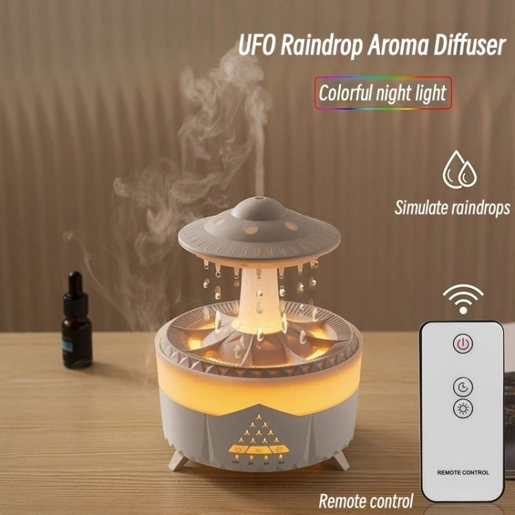 UFO Water Drop Aromatherapy Humidifier Desktop Remote Control Diffuser, Plug: EU Plug(Wood Grain) - free shipping - PMC TechLife - Order now!