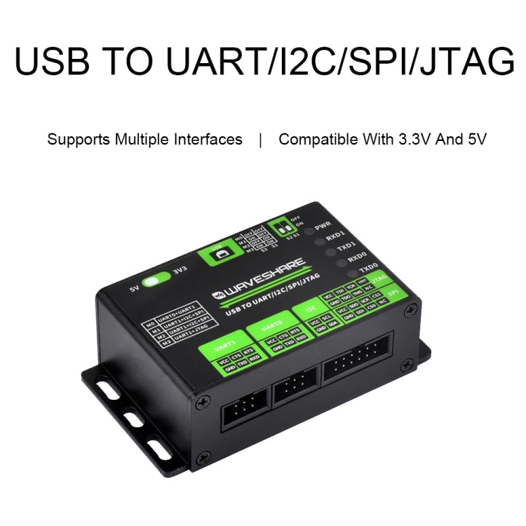 Waveshare 25411 3.3/5V USB To UART/I2C/SPI/JTAG Converter, Supports Multiple Interfaces - Modules Expansions Accessories by Waveshare | Online Shopping South Africa | PMC Jewellery | Buy Now Pay Later Mobicred