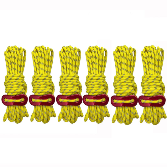 4m x 6 Rolls Outdoor Camping Tent Canopy Wind Rope Luminous Multi-Function Wind Rope Buckle Tent Fixed Rope(Figure 8 Buckle-Yellow) - Tents & Accessories by PMC Jewellery | Online Shopping South Africa | PMC Jewellery | Buy Now Pay Later Mobicred