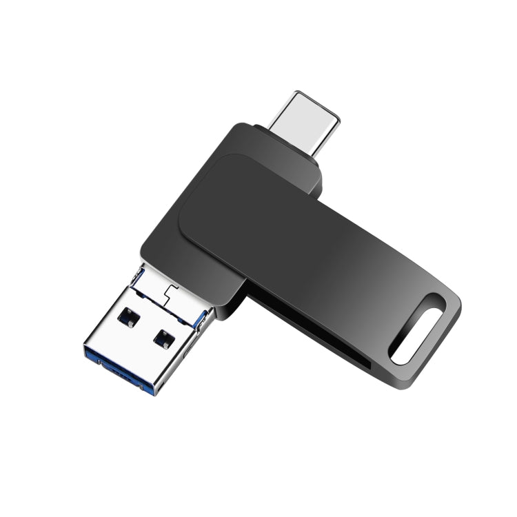 16 GB USB 3.0 + 8 Pin + USB-C / Type-C 3 in 1 Phone Computer Metal Rotatable U-Disk(Black) - free shipping - PMC Jewellery - Order now!