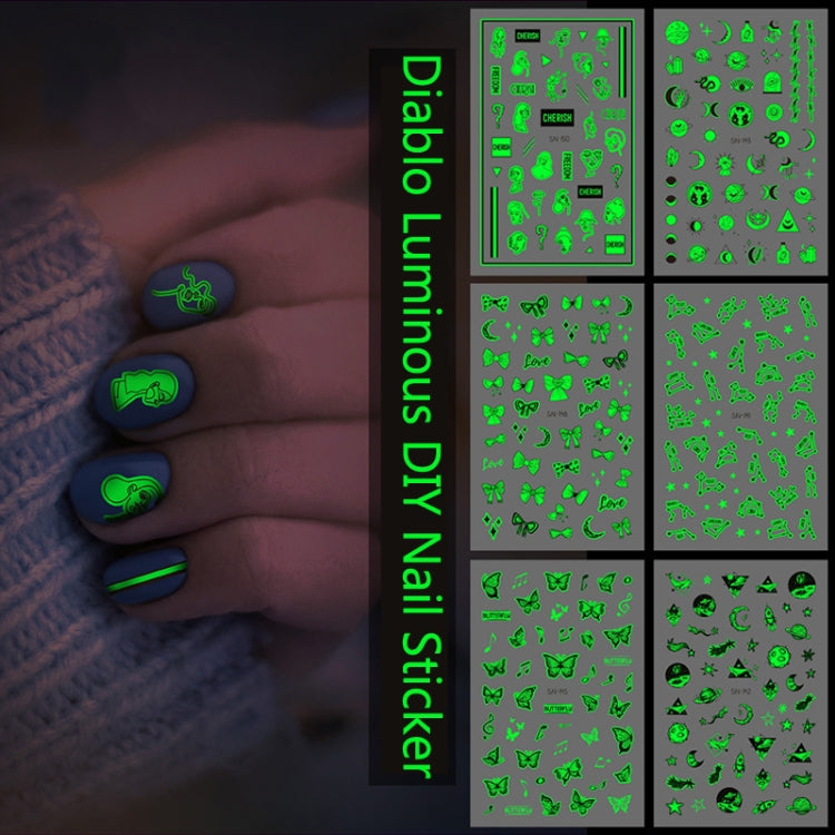 10 PCS Waterproof Sweat Proof Environmental Luminous DIY Nail Stickers(SN-143) - Nail Stickers by PMC Jewellery | Online Shopping South Africa | PMC Jewellery | Buy Now Pay Later Mobicred