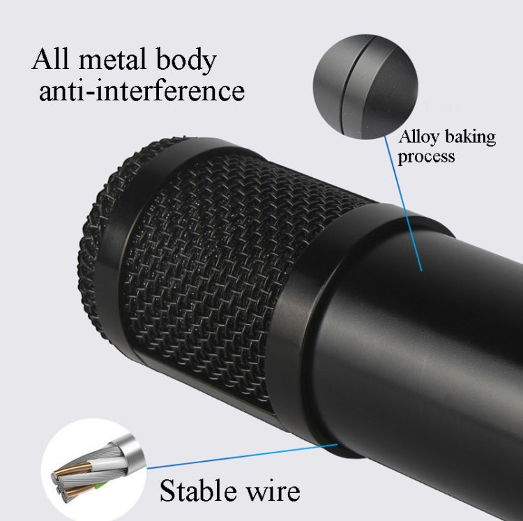 BM800 Condenser Microphone Set With USB Sound Card(Black And  Golden Net) - Microphone by PMC Jewellery | Online Shopping South Africa | PMC Jewellery | Buy Now Pay Later Mobicred