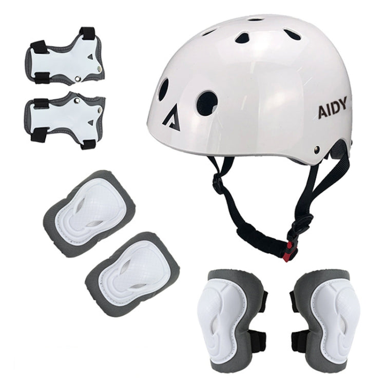 AIDY 7 In 1 Children Roller Skating Sports Protective Gear Set(Bright White) - Protective Helmet & Masks by PMC Jewellery | Online Shopping South Africa | PMC Jewellery | Buy Now Pay Later Mobicred