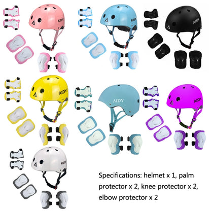 AIDY 7 In 1 Children Roller Skating Sports Protective Gear Set(Dumb Blue) - Protective Helmet & Masks by PMC Jewellery | Online Shopping South Africa | PMC Jewellery | Buy Now Pay Later Mobicred