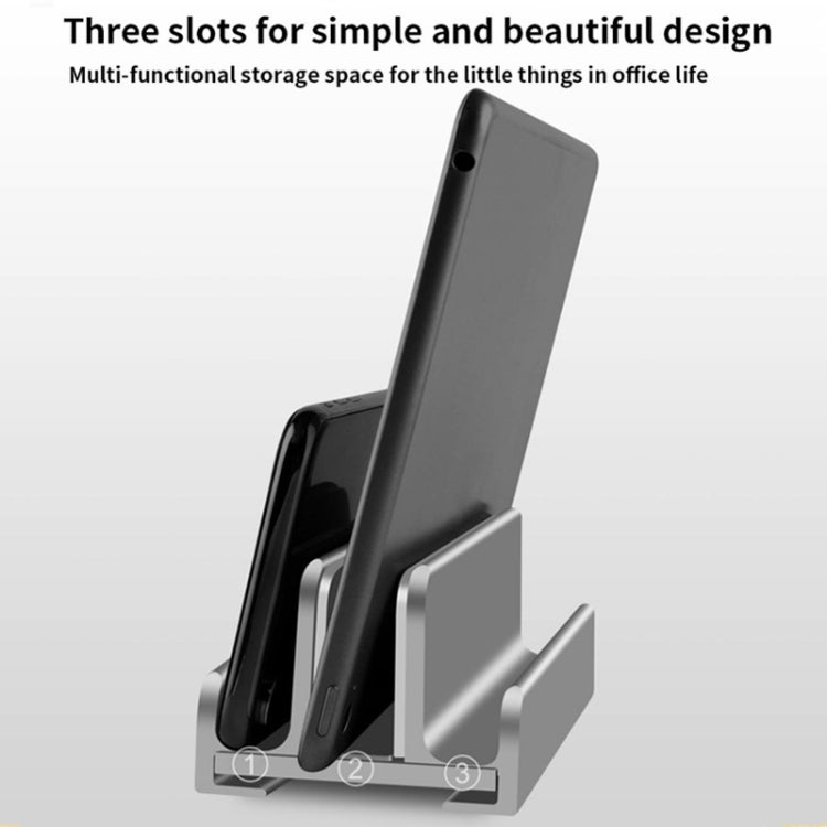 Aluminum Alloy Laptop Tablet Phone Storage Stand, Color: L402 Three Slots (Gray) - Laptop Stand by PMC Jewellery | Online Shopping South Africa | PMC Jewellery | Buy Now Pay Later Mobicred