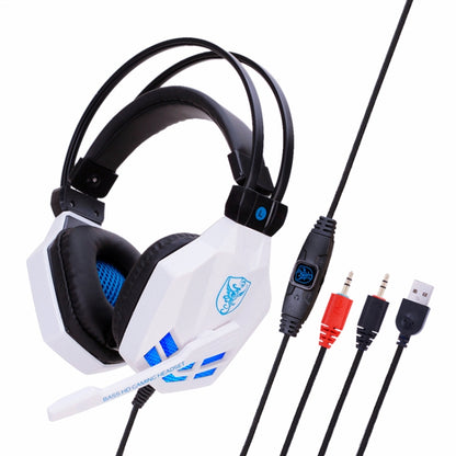 Soyto SY850MV Luminous Gaming Computer Headset For PC (White Blue) - Multimedia Headset by Soyto | Online Shopping South Africa | PMC Jewellery | Buy Now Pay Later Mobicred