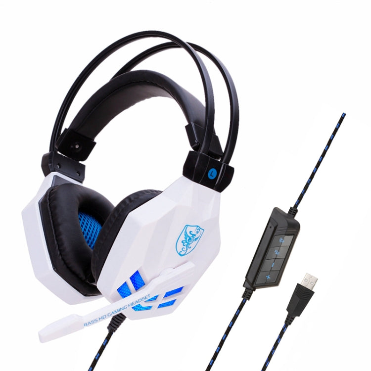 Soyto SY850MV Luminous Gaming Computer Headset For USB (White Blue) - Multimedia Headset by Soyto | Online Shopping South Africa | PMC Jewellery | Buy Now Pay Later Mobicred