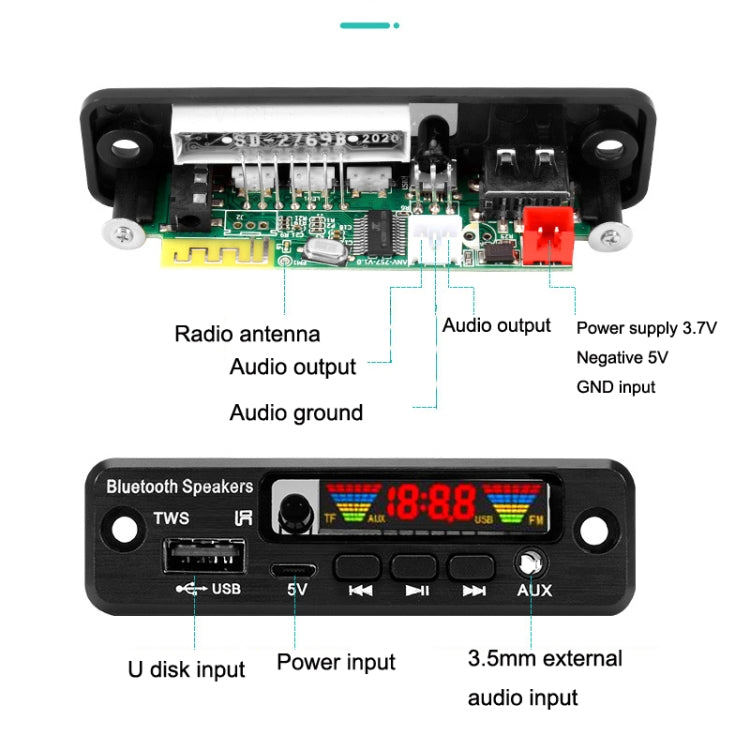 2 PCS TWS Wireless Bluetooth MP3 Decoder Board - Car MP3 & MP4 & MP5 by PMC TechLife | Online Shopping South Africa | PMC TechLife | Buy Now Pay Later Mobicred