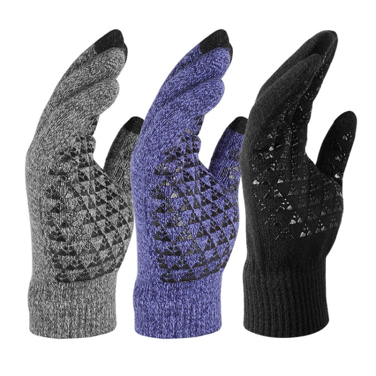 1 Pair Thick Velvet Touch Screen Knitted Warm Gloves, Size: Free Size(Grey) - Full Finger Gloves by PMC TechLife | Online Shopping South Africa | PMC TechLife | Buy Now Pay Later Mobicred