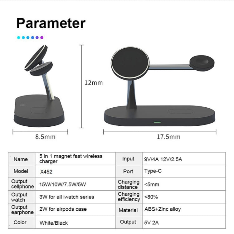 X452 3 in 1 Multifunctional 15W Wireless Charger with Night Light Function(White) - Wireless Charger by PMC Jewellery | Online Shopping South Africa | PMC Jewellery | Buy Now Pay Later Mobicred