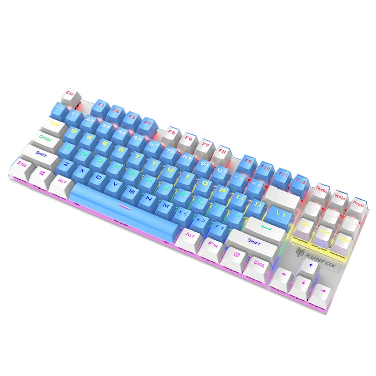 XUNFOX K80 87 Keys Wired Gaming Mechanical Illuminated Keyboard, Cable Length:1.5m(Blue White) - Wired Keyboard by XUNFOX | Online Shopping South Africa | PMC Jewellery | Buy Now Pay Later Mobicred