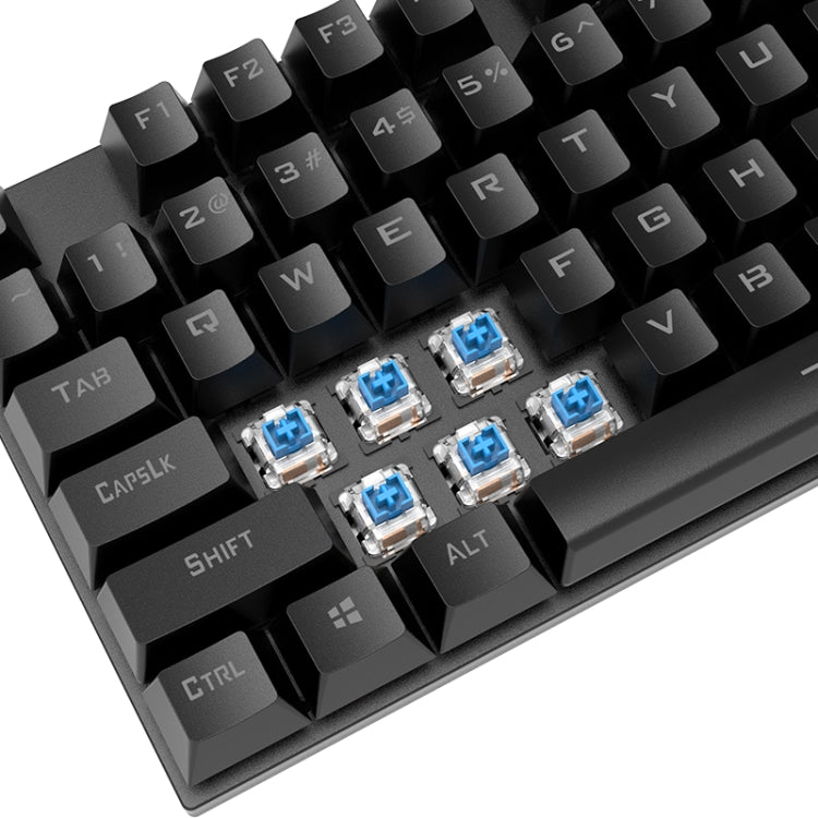 XUNFOX K80 87 Keys Wired Gaming Mechanical Illuminated Keyboard, Cable Length:1.5m(Black Gray) - free shipping - PMC Jewellery - Order now!
