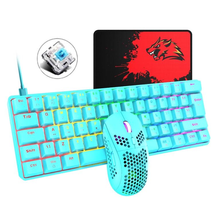 FREEDOM-WOLF T60 62 Keys RGB Gaming Mechanical Keyboard Mouse Set, Cable Length:1.6m( Blue Green Shaft) - Wired Keyboard by FREEDOM-WOLF | Online Shopping South Africa | PMC Jewellery | Buy Now Pay Later Mobicred