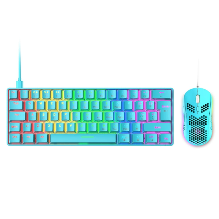 FREEDOM-WOLF T60 62 Keys RGB Gaming Mechanical Keyboard Mouse Set, Cable Length:1.6m( Blue Green Shaft) - Wired Keyboard by FREEDOM-WOLF | Online Shopping South Africa | PMC Jewellery | Buy Now Pay Later Mobicred