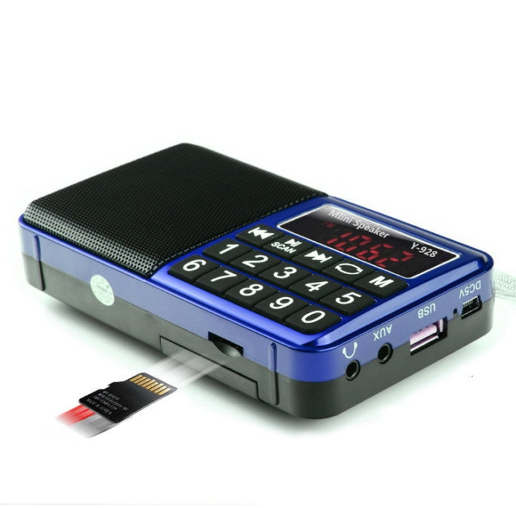 Y-928 FM Radio LED Display MP3 Support  TF Card U Disk(Blue) - Radio Player by PMC Jewellery | Online Shopping South Africa | PMC Jewellery | Buy Now Pay Later Mobicred