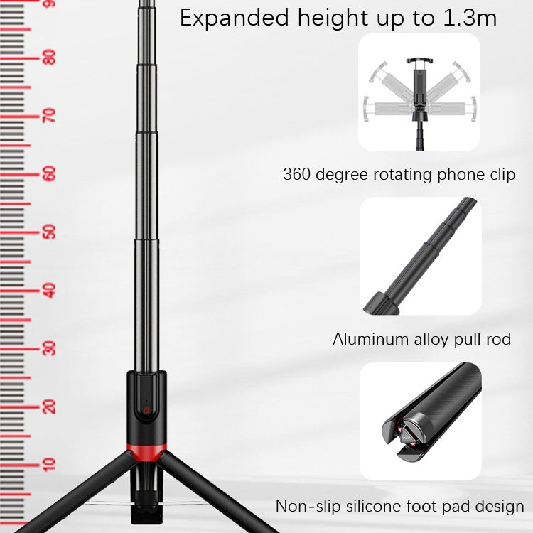 Desktop Multi-Function Live 1.3m Tripod Portable Integrated Bluetooth Selfie Rod(White Silver) - Selfie Sticks by PMC Jewellery | Online Shopping South Africa | PMC Jewellery | Buy Now Pay Later Mobicred