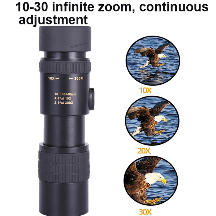 10-300x40 Monocular HD Telescope BAK4 Prism Telescope,Style: With Photo Holder+Tripod - Monocular Binoculars by PMC Jewellery | Online Shopping South Africa | PMC Jewellery