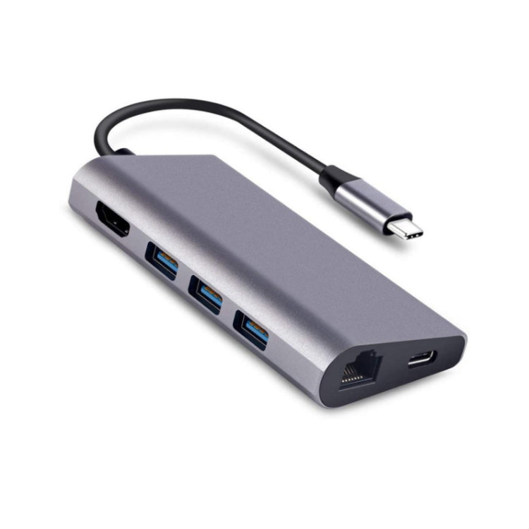 8 in 1 Type-c to HDMI+RJ45 Network Port+3USB3.0+PD Docking Station(Gray) - USB HUB by PMC Jewellery | Online Shopping South Africa | PMC Jewellery | Buy Now Pay Later Mobicred