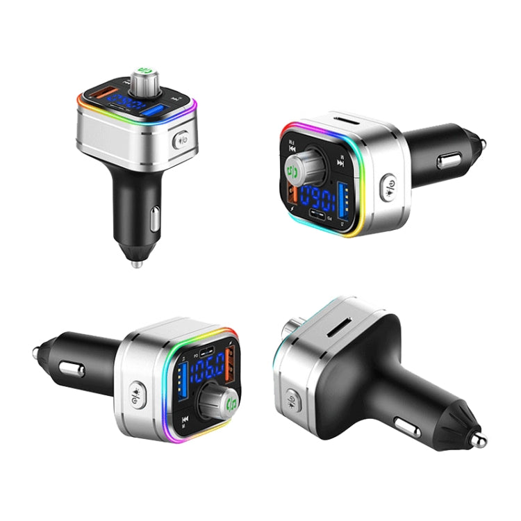 PD3.0 Fast Charge Car Bluetooth MP3 Hands-Free Player Car FM Transmitter(Silver) - Bluetooth Car Kits by PMC Jewellery | Online Shopping South Africa | PMC Jewellery | Buy Now Pay Later Mobicred